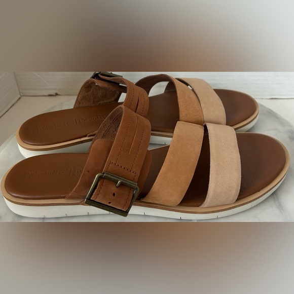 NWOT TIMBERLAND ADLEY SHORE LEATHER SLIDE Sz.11,SENSORFLEX TECHNOLOGY, NEUTRAL - Picture 3 of 8